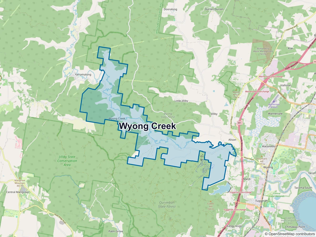 Map of Wyong Creek, NSW, Australia