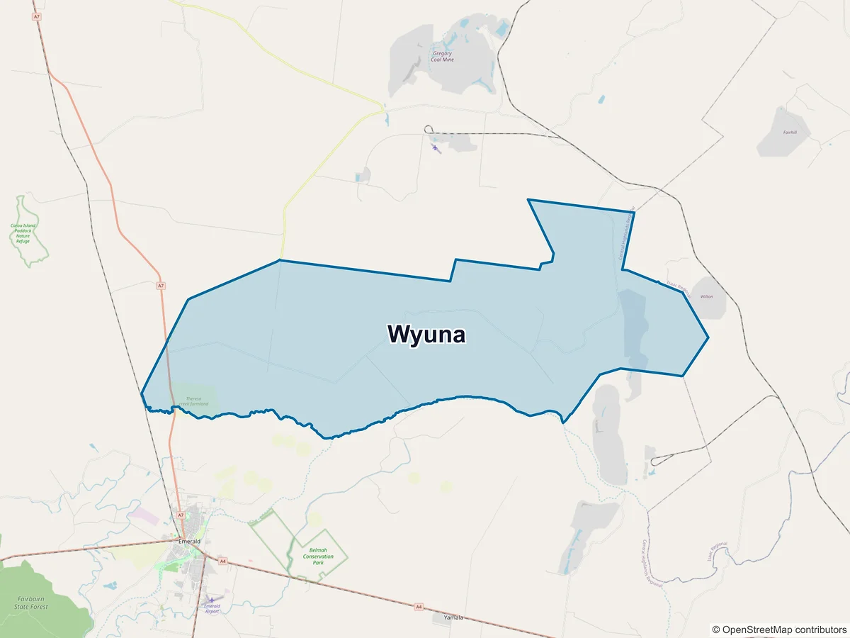 Map of Wyuna, QLD, Australia