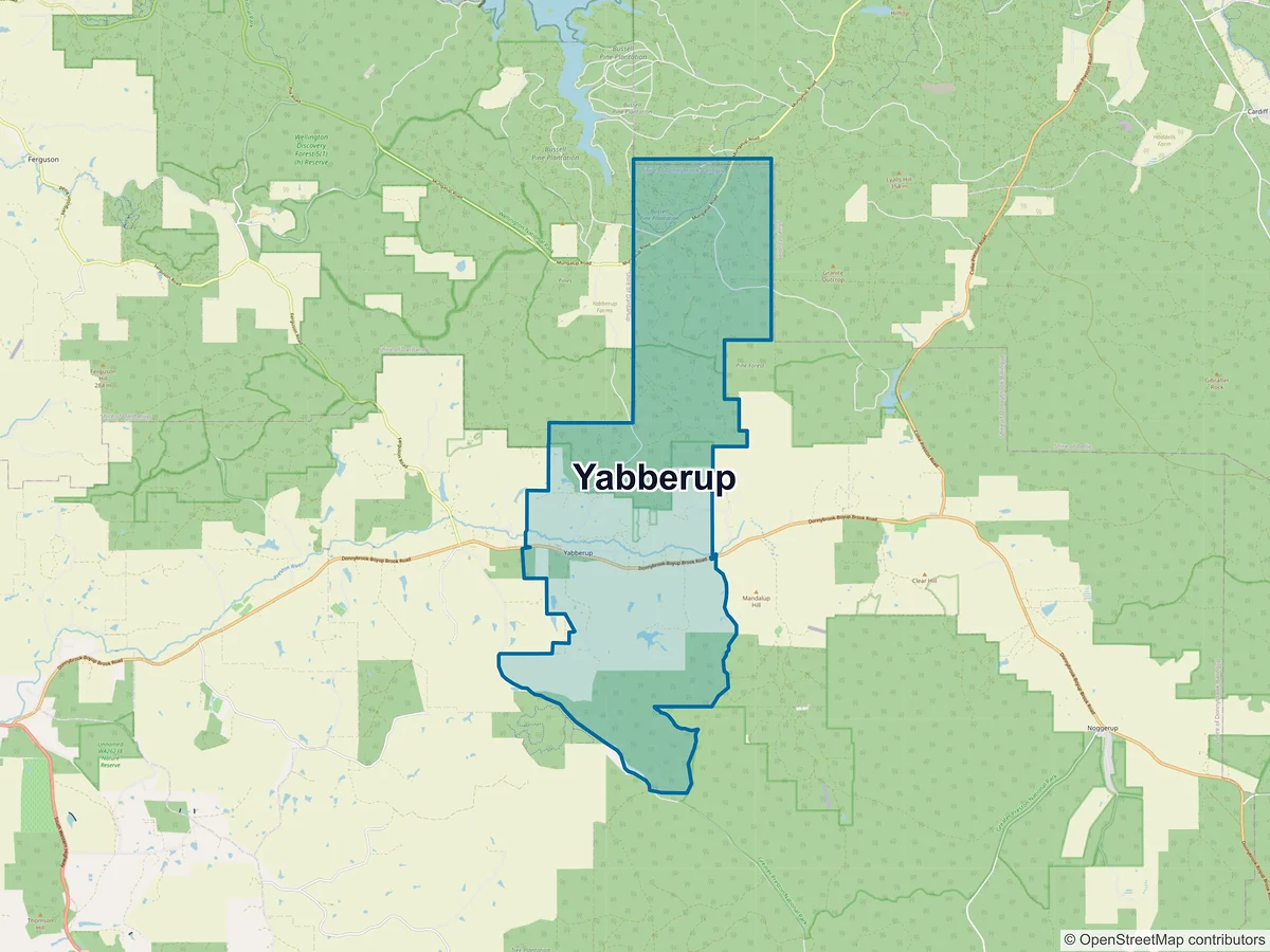 Map of Yabberup, WA, Australia