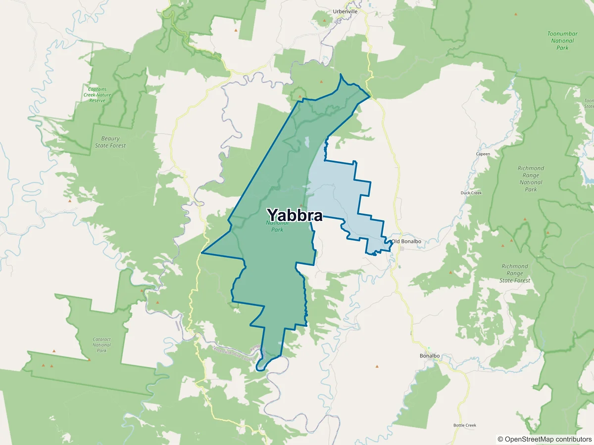 Map of Yabbra, NSW, Australia