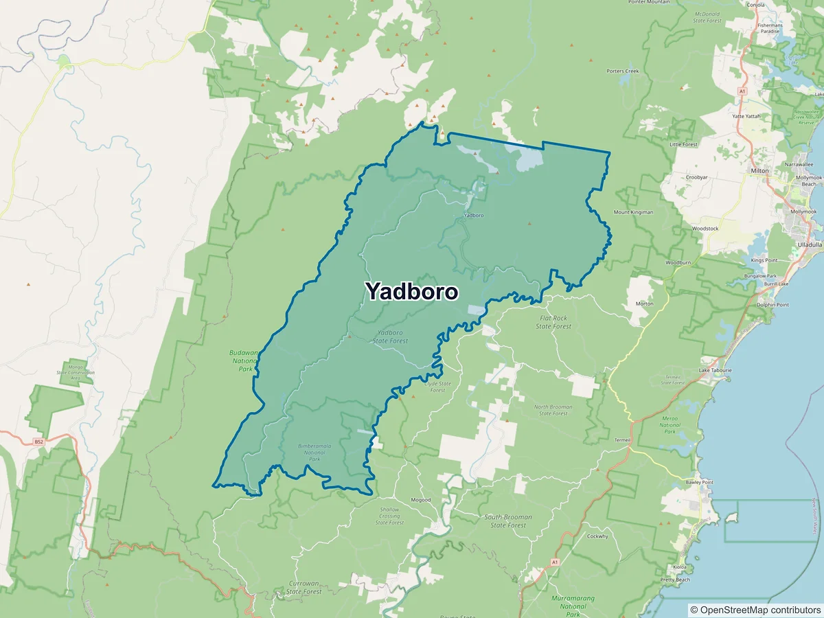 Map of Yadboro, NSW, Australia