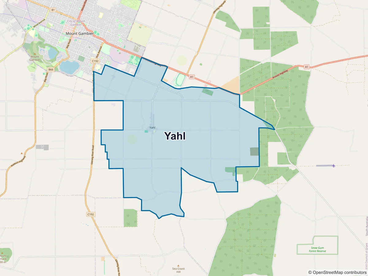 Map of Yahl, SA, Australia