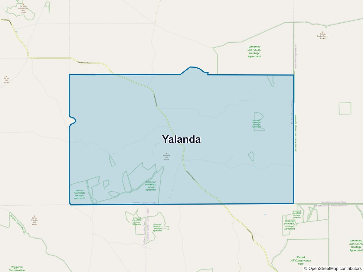 Map of Yalanda, SA, Australia