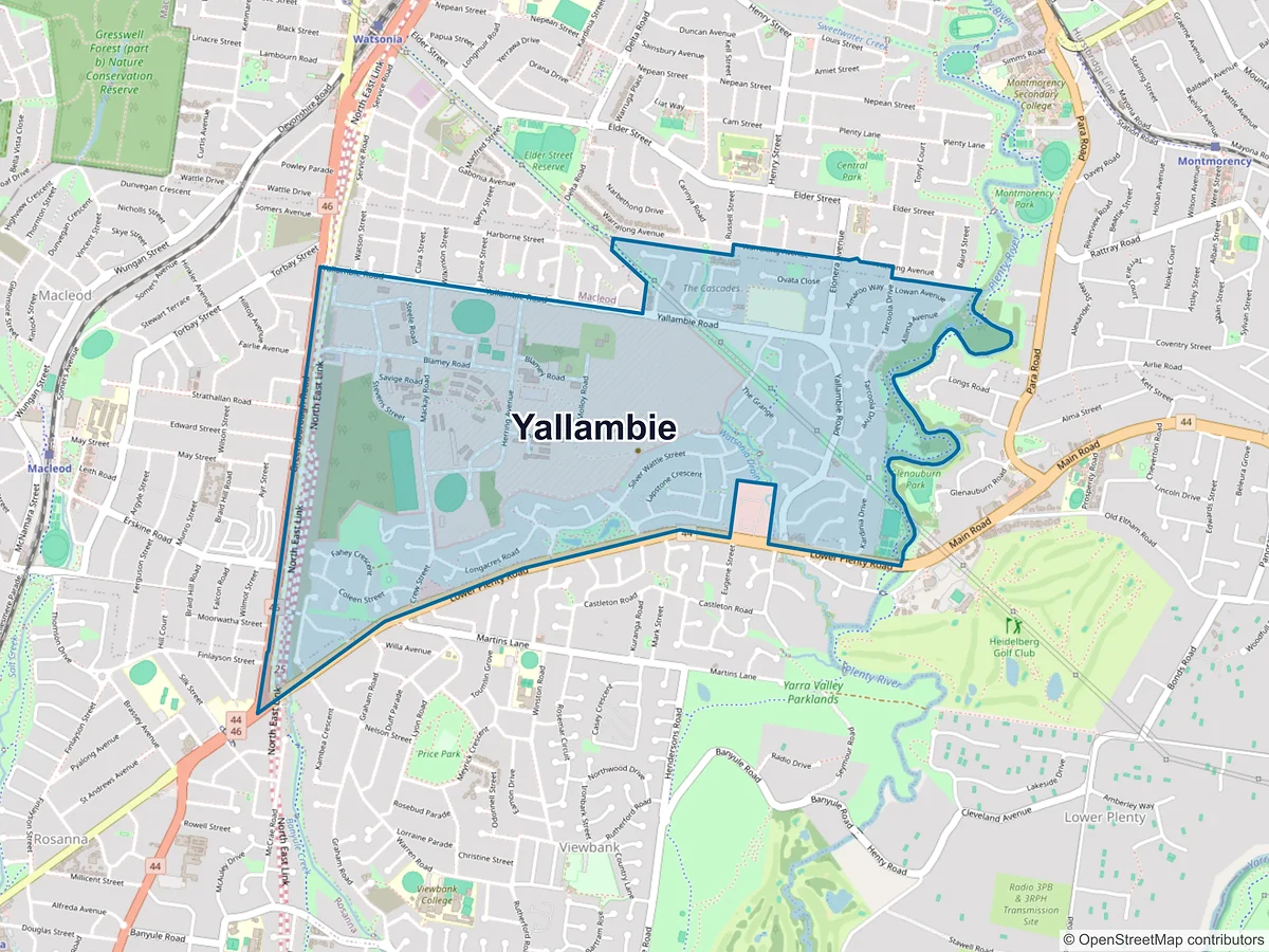Map of Yallambie, VIC, Australia