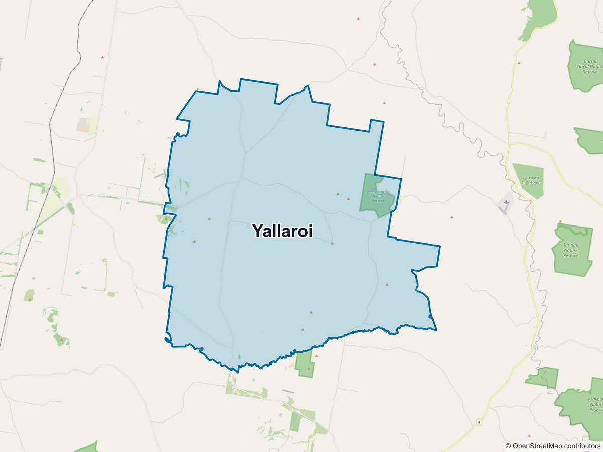 Map of Yallaroi, NSW, Australia