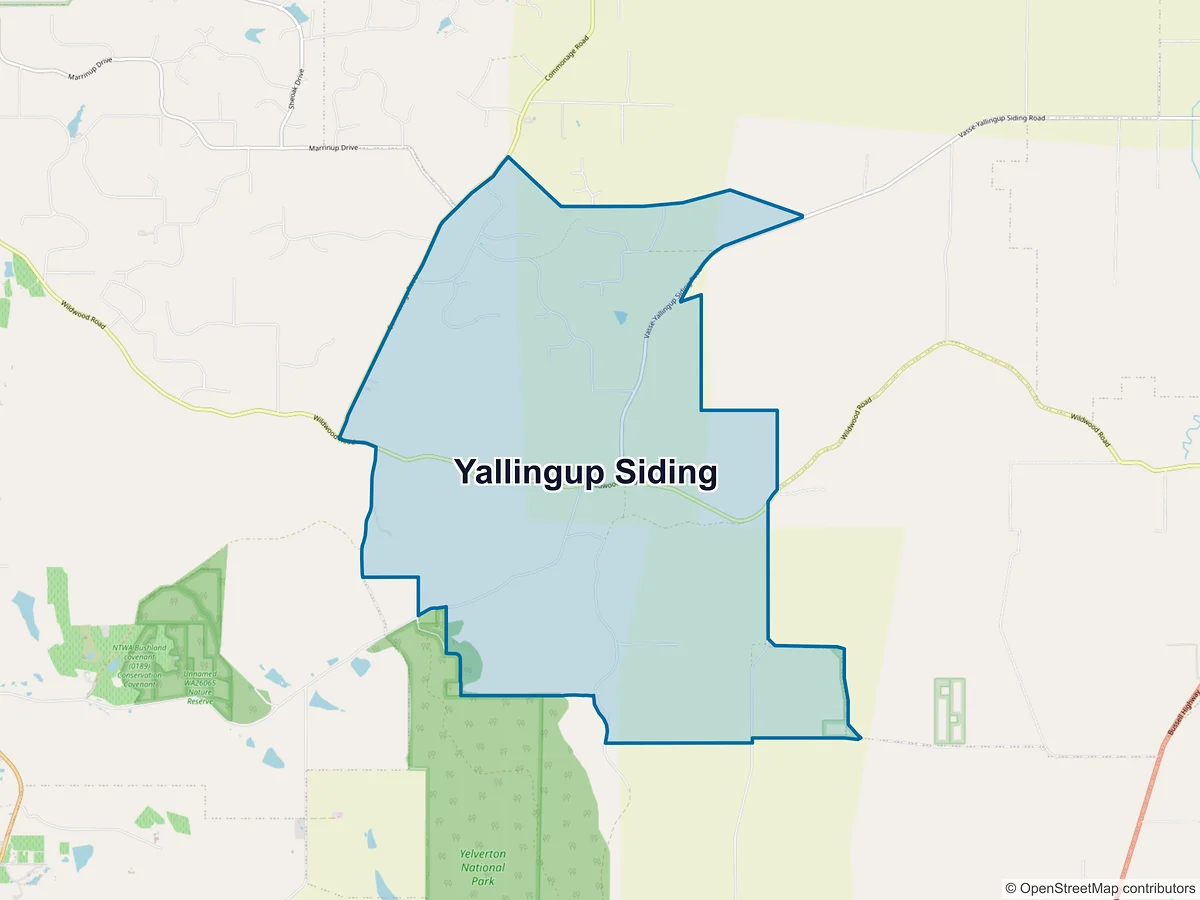 Map of Yallingup Siding, WA, Australia