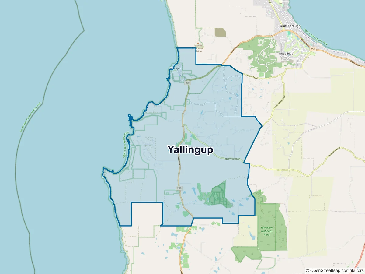 Map of Yallingup, WA, Australia