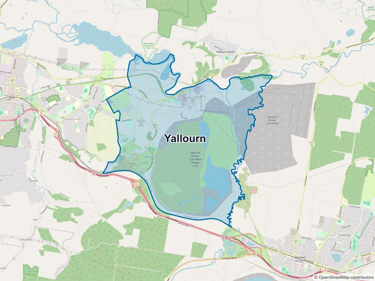 Map of Yallourn, VIC, Australia