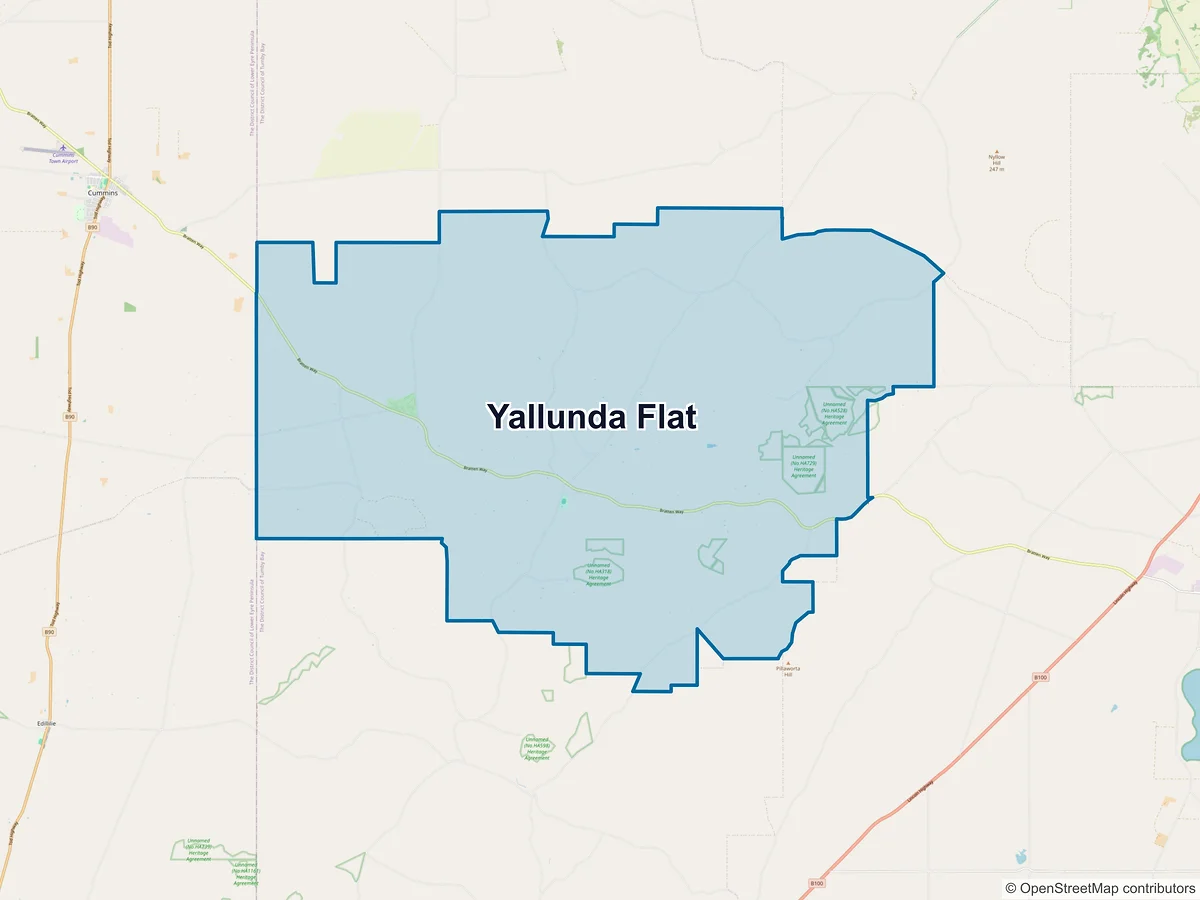 Map of Yallunda Flat, SA, Australia