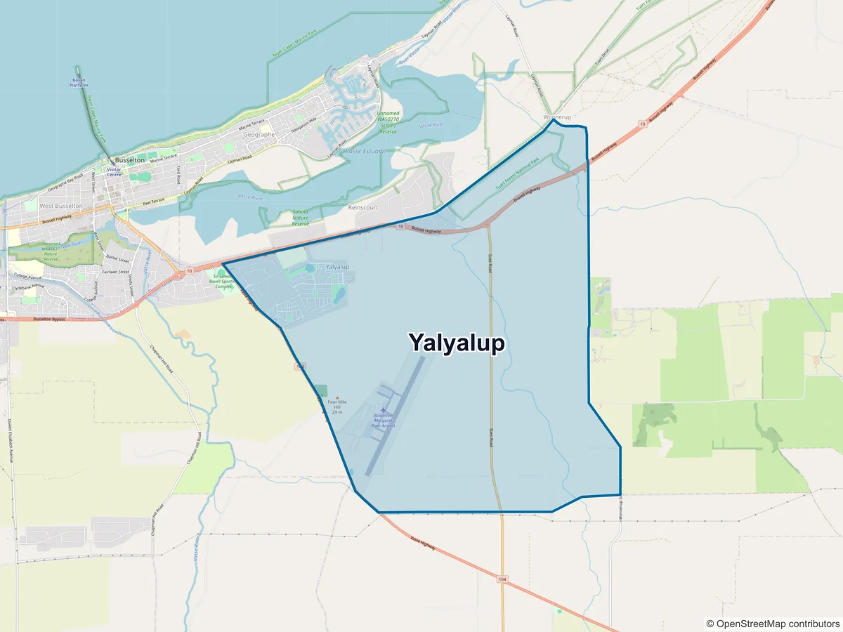 Map of Yalyalup, WA, Australia