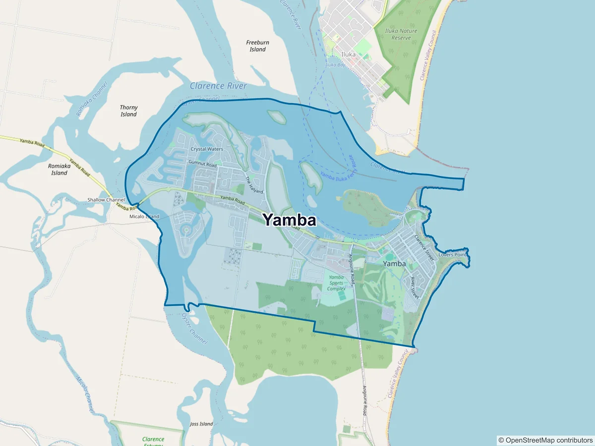 Map of Yamba, NSW, Australia
