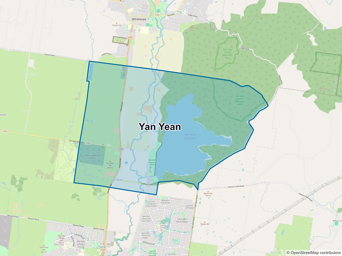 Map of Yan Yean, VIC, Australia