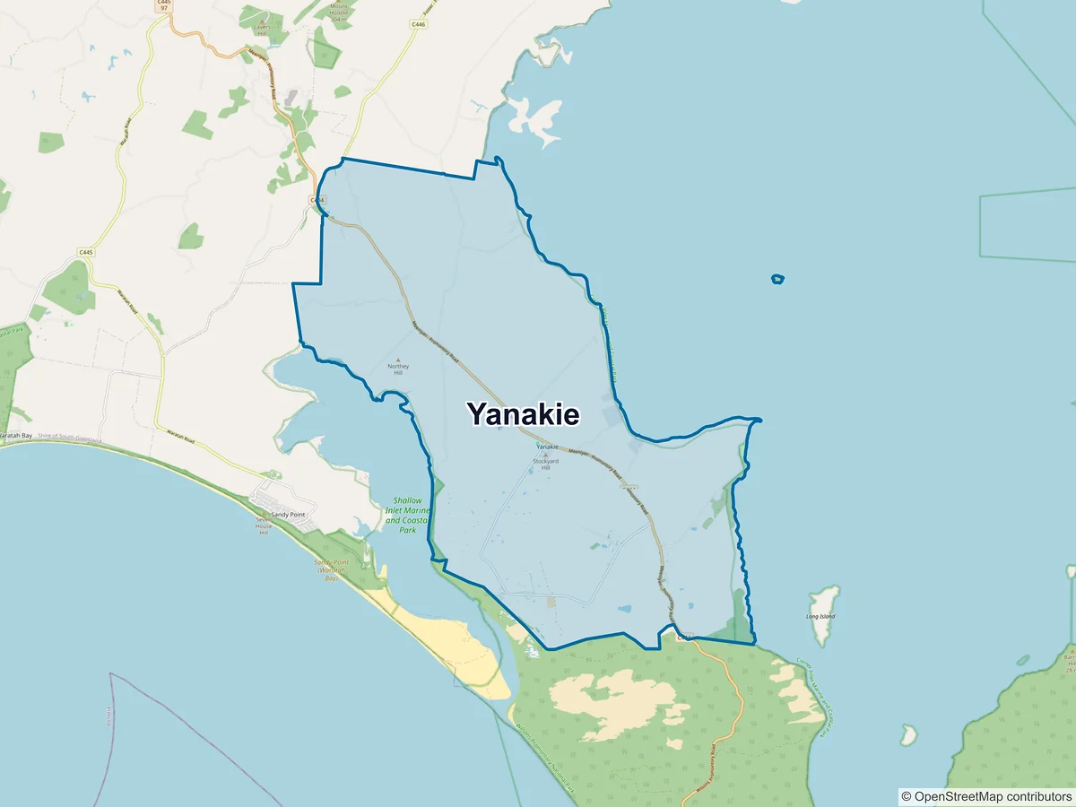 Map of Yanakie, VIC, Australia