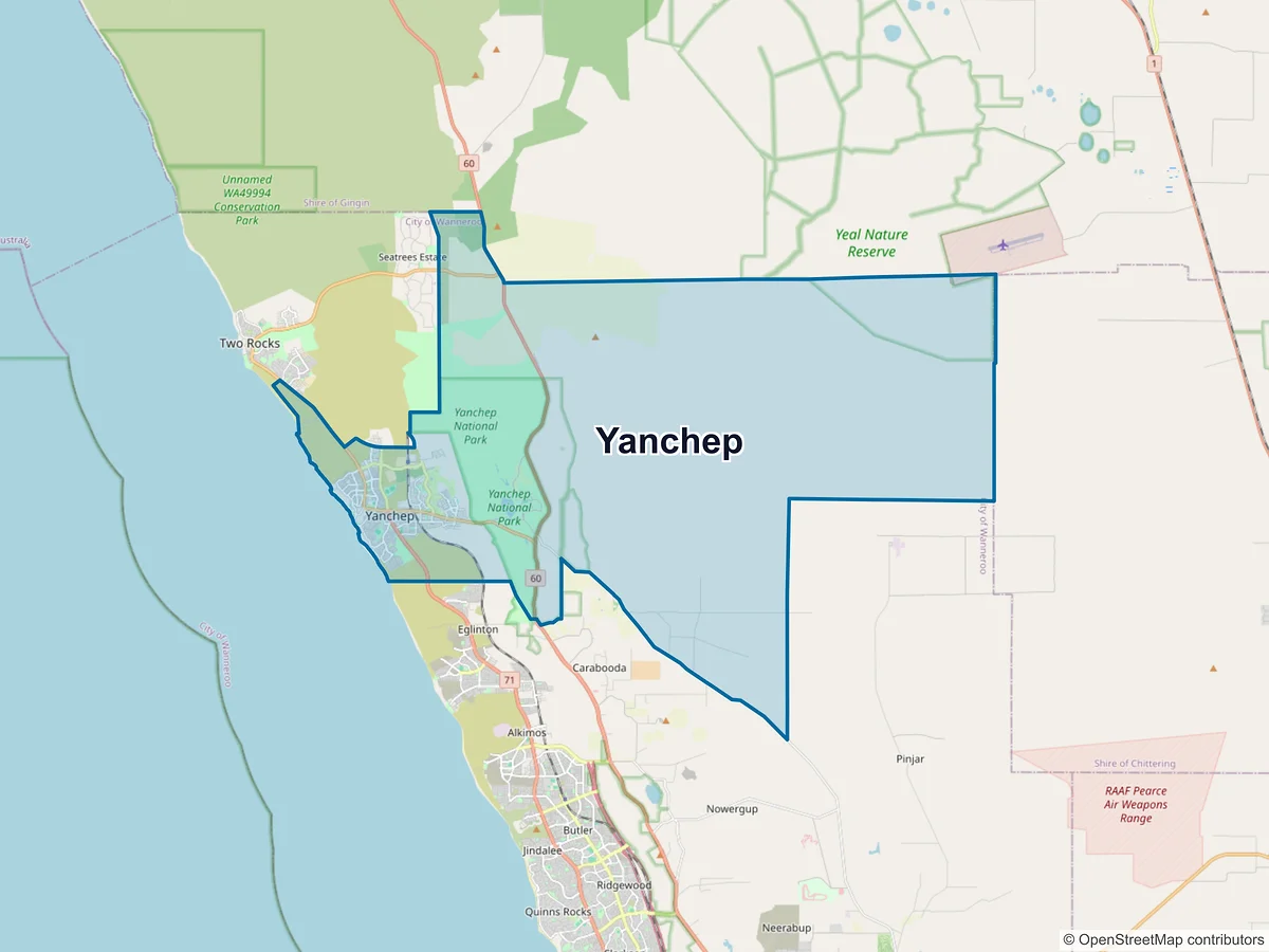 Map of Yanchep, WA, Australia