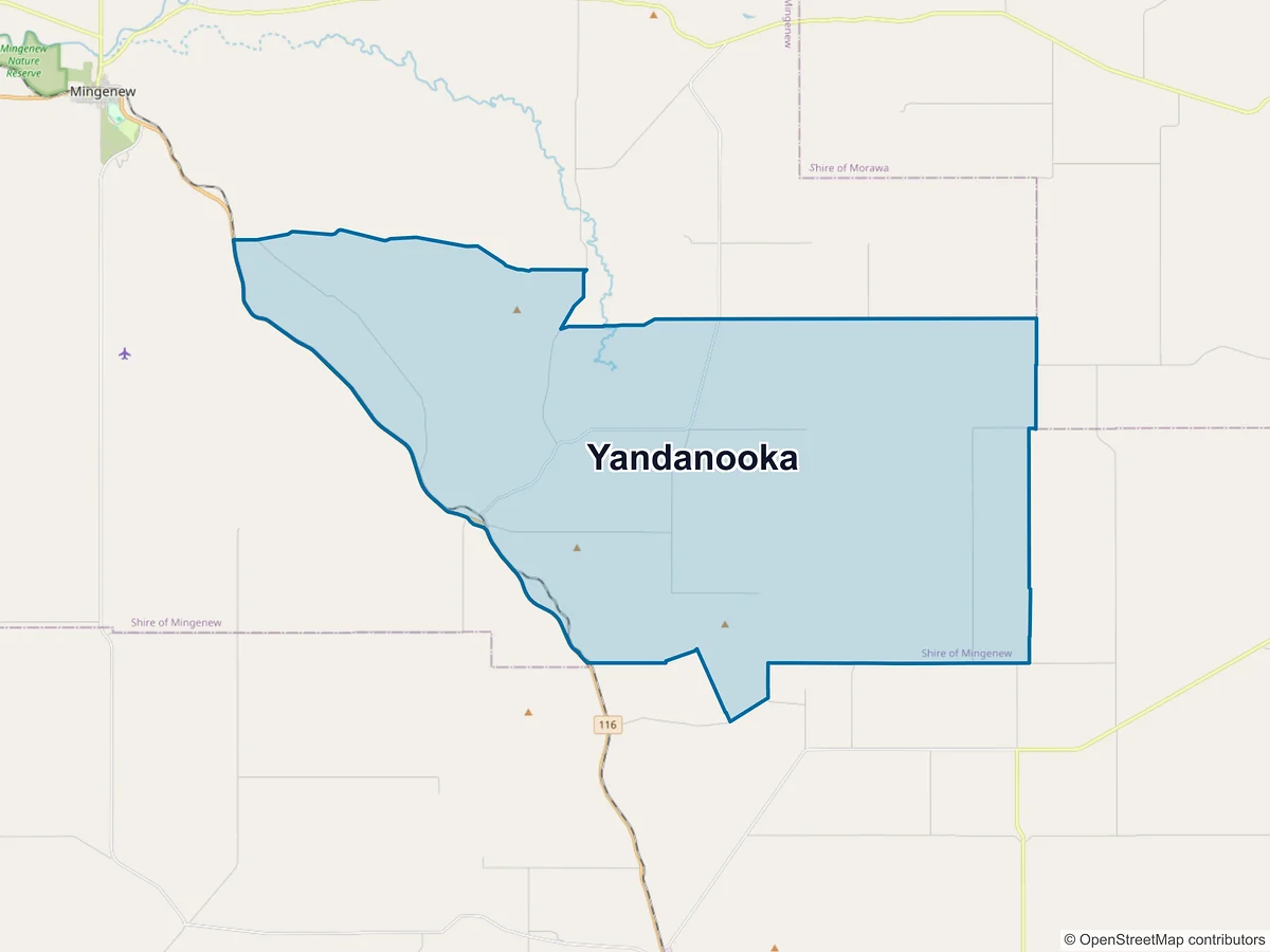 Map of Yandanooka, WA, Australia
