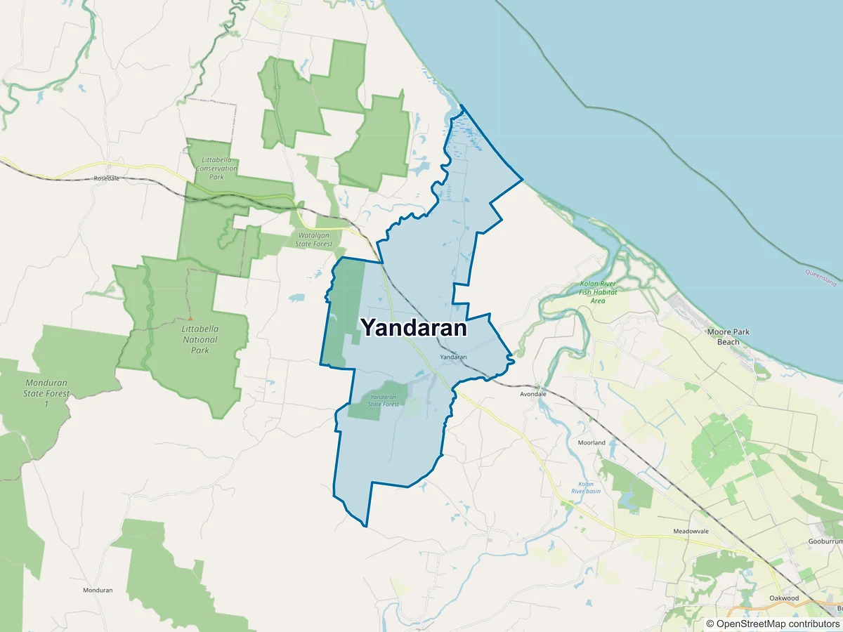 Map of Yandaran, QLD, Australia