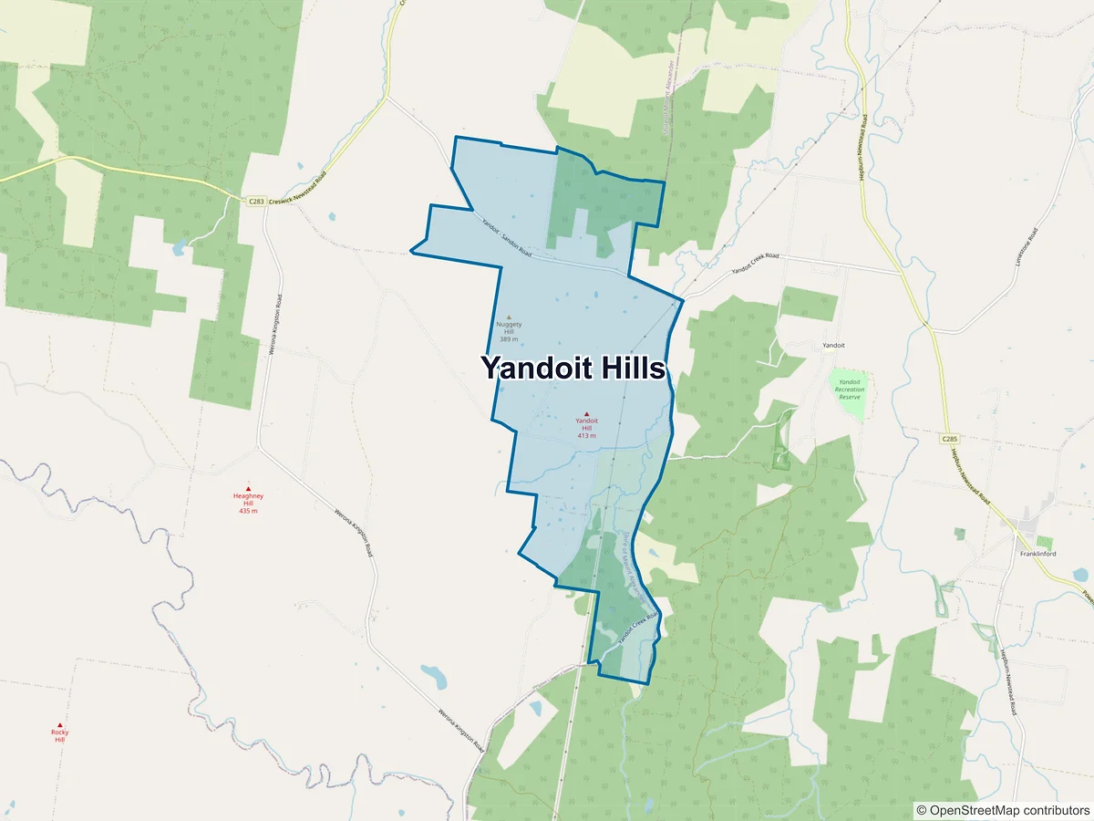 Map of Yandoit Hills, VIC, Australia