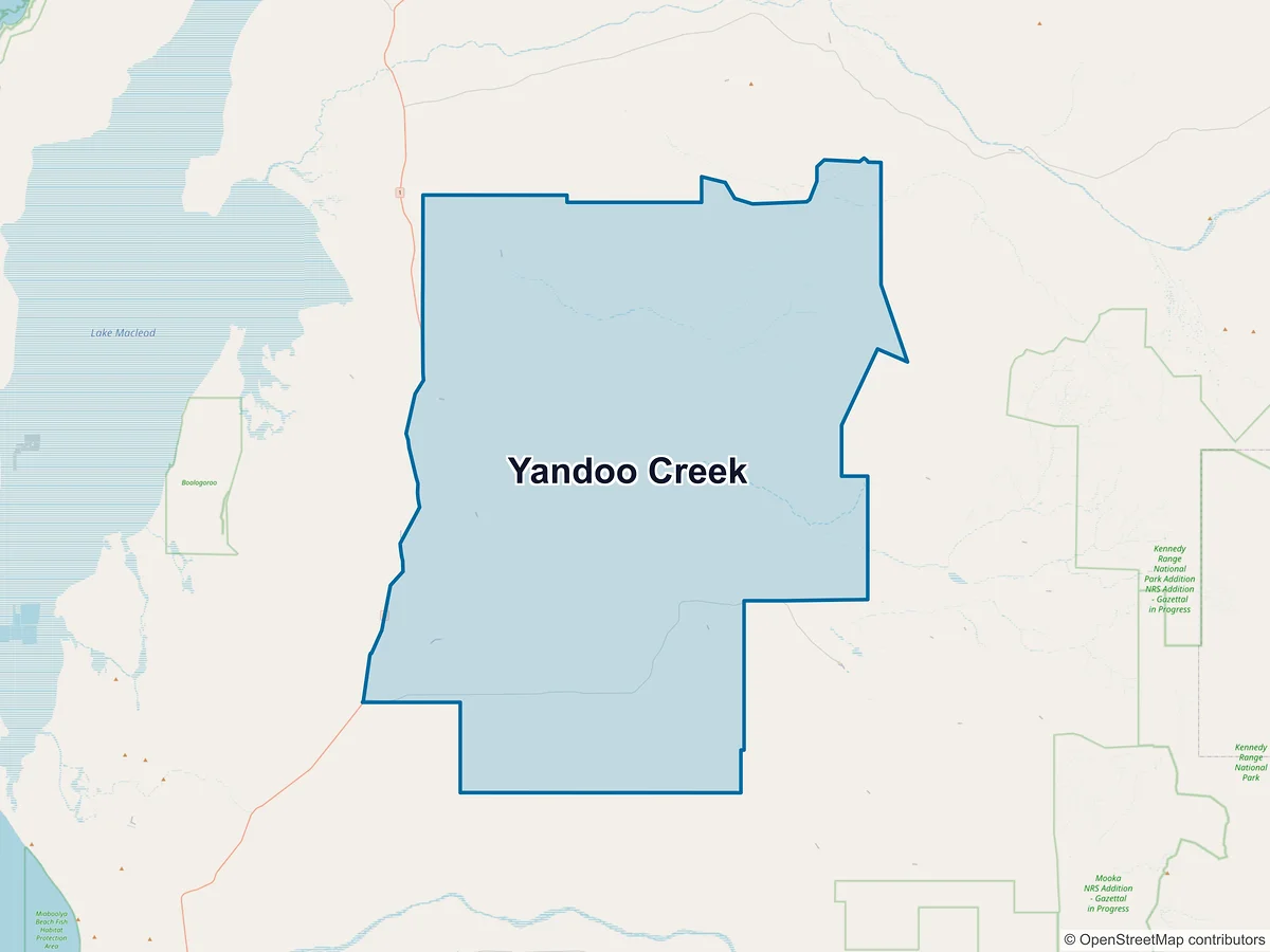 Map of Yandoo Creek, WA, Australia