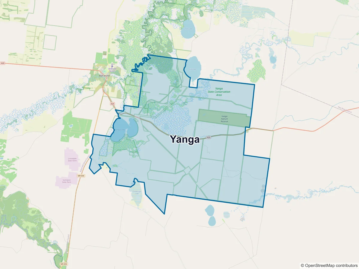 Map of Yanga, NSW, Australia