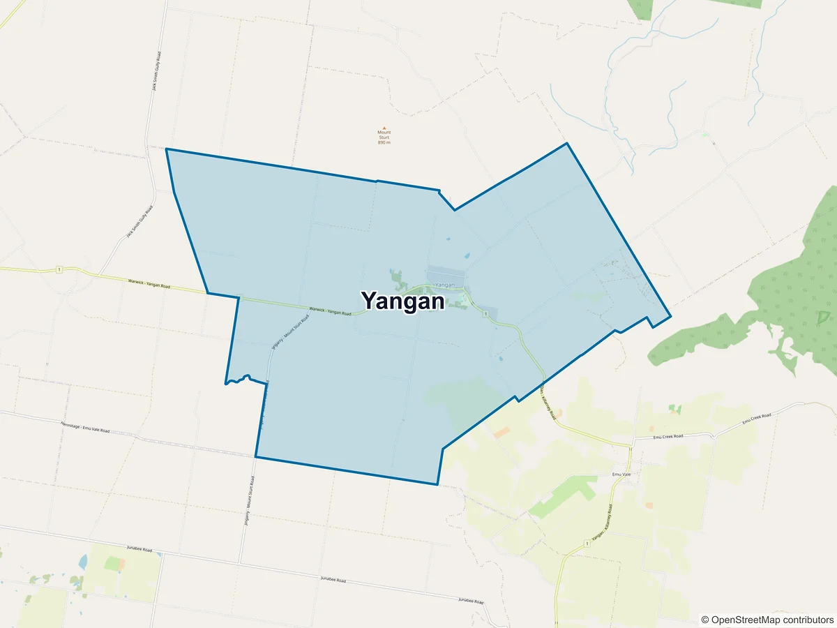 Map of Yangan, QLD, Australia