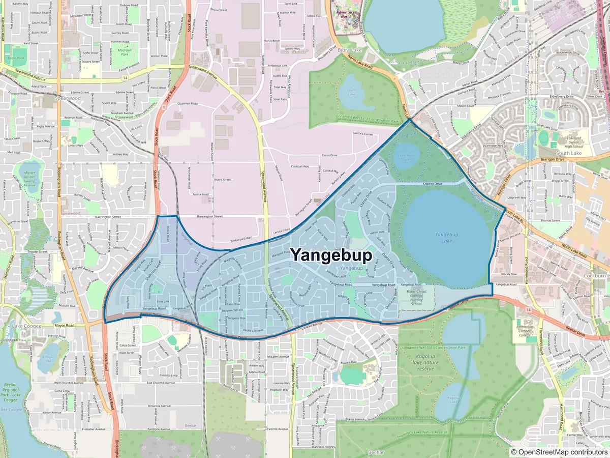 Map of Yangebup, WA, Australia