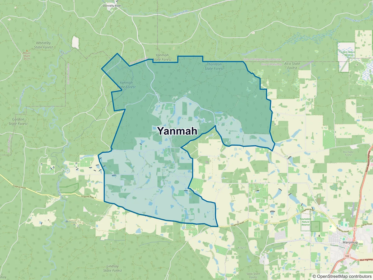 Map of Yanmah, WA, Australia