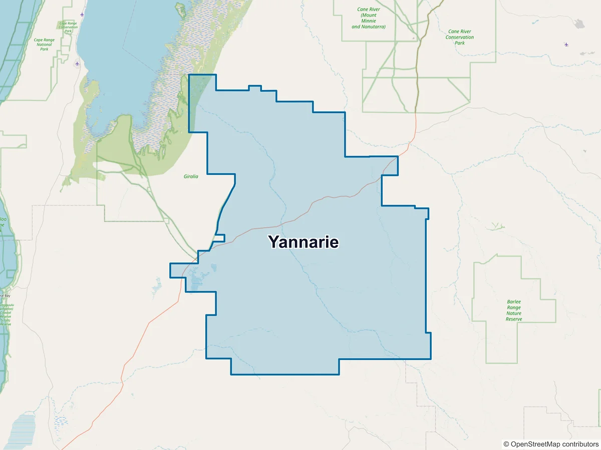 Map of Yannarie, WA, Australia