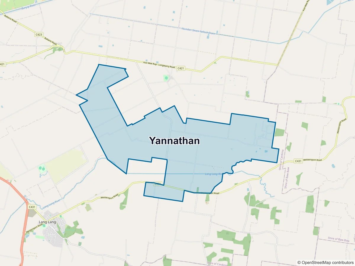 Map of Yannathan, VIC, Australia