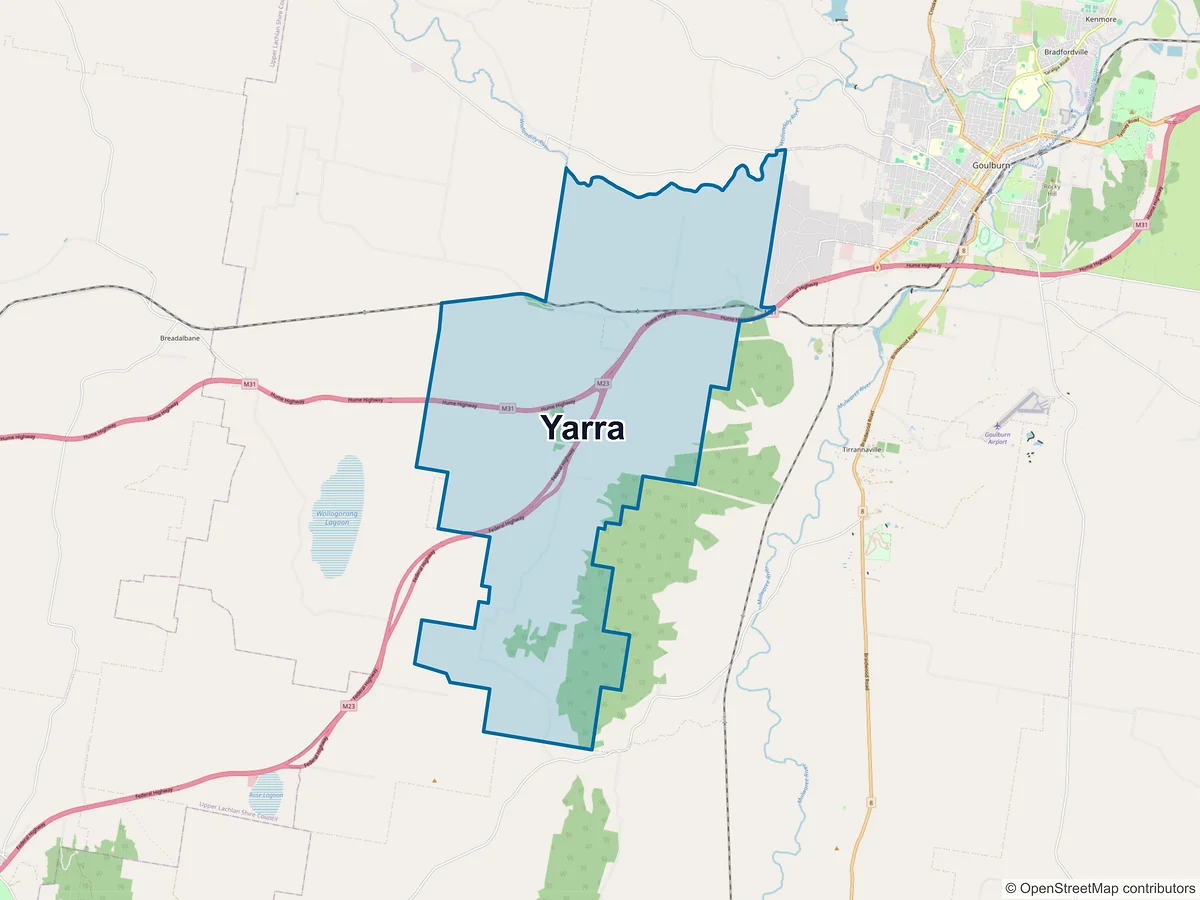 Map of Yarra, NSW, Australia