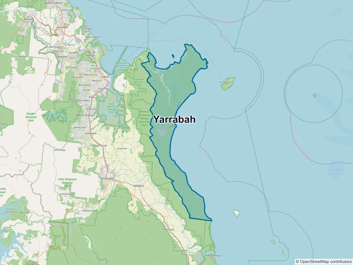 Map of Yarrabah, QLD, Australia
