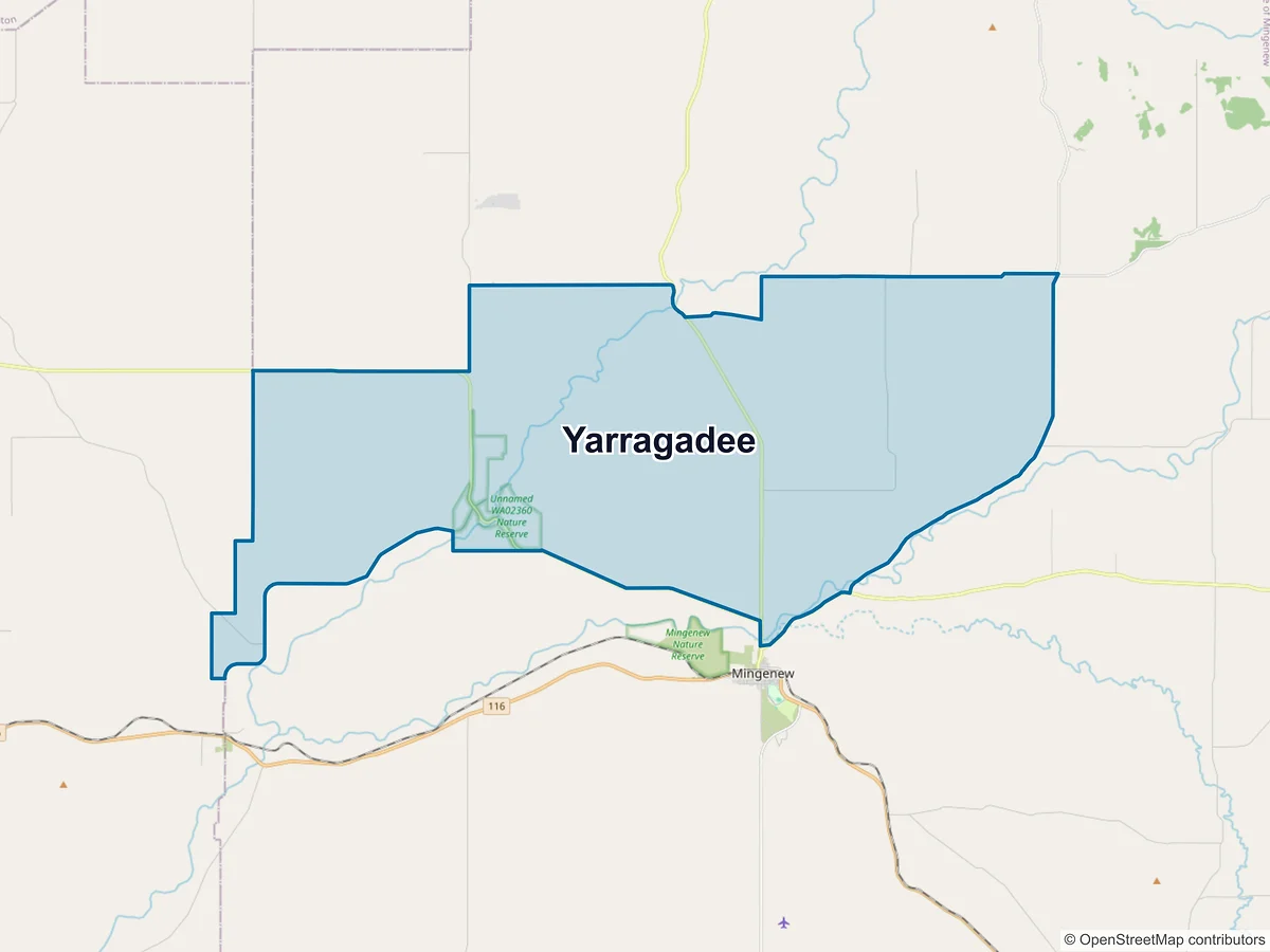 Map of Yarragadee, WA, Australia
