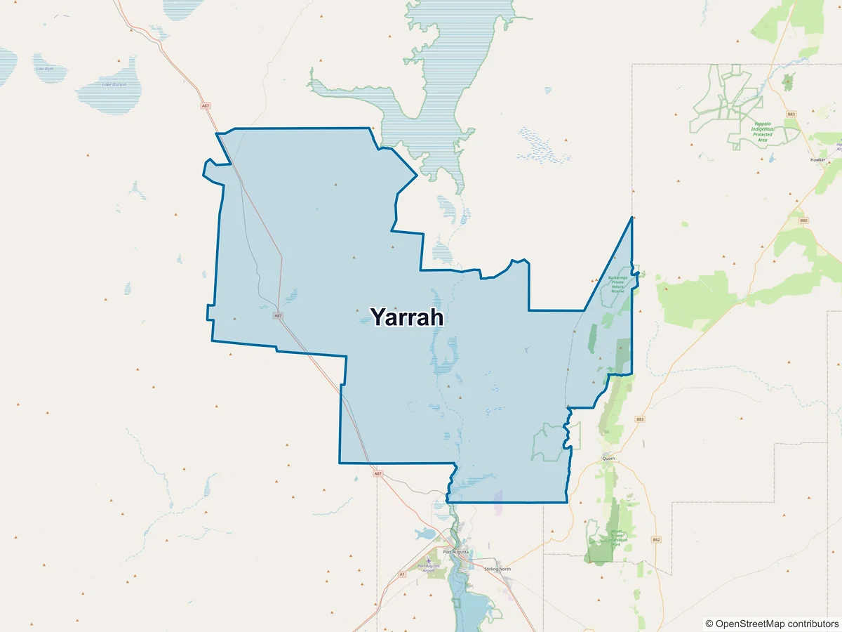 Map of Yarrah, SA, Australia