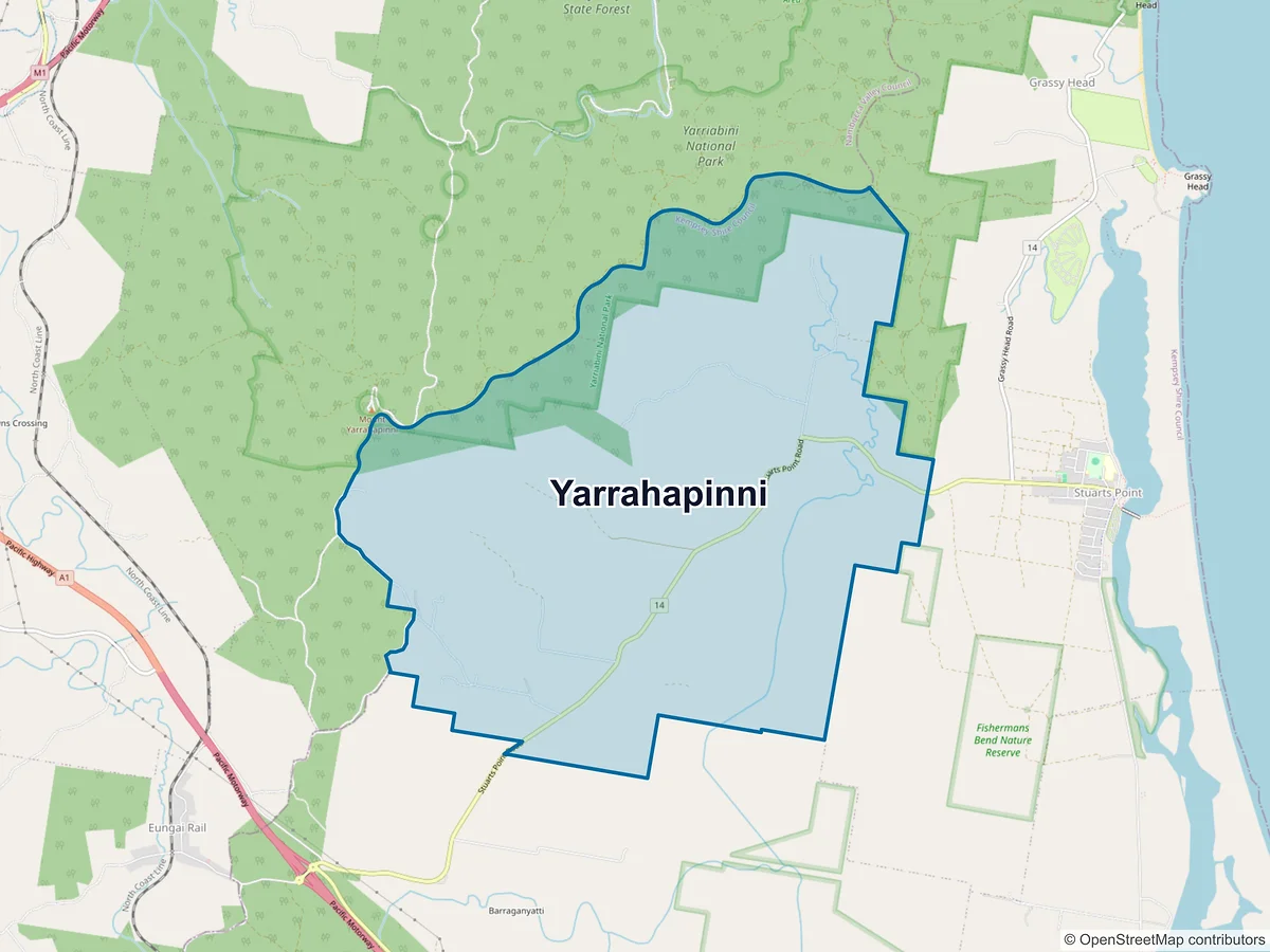 Map of Yarrahapinni, NSW, Australia