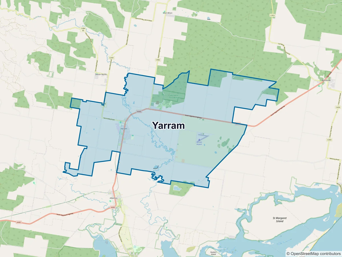 Map of Yarram, VIC, Australia