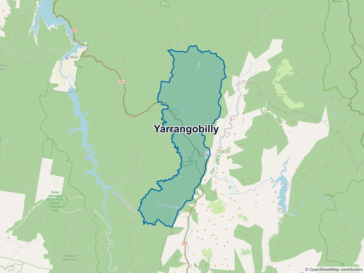 Map of Yarrangobilly, NSW, Australia