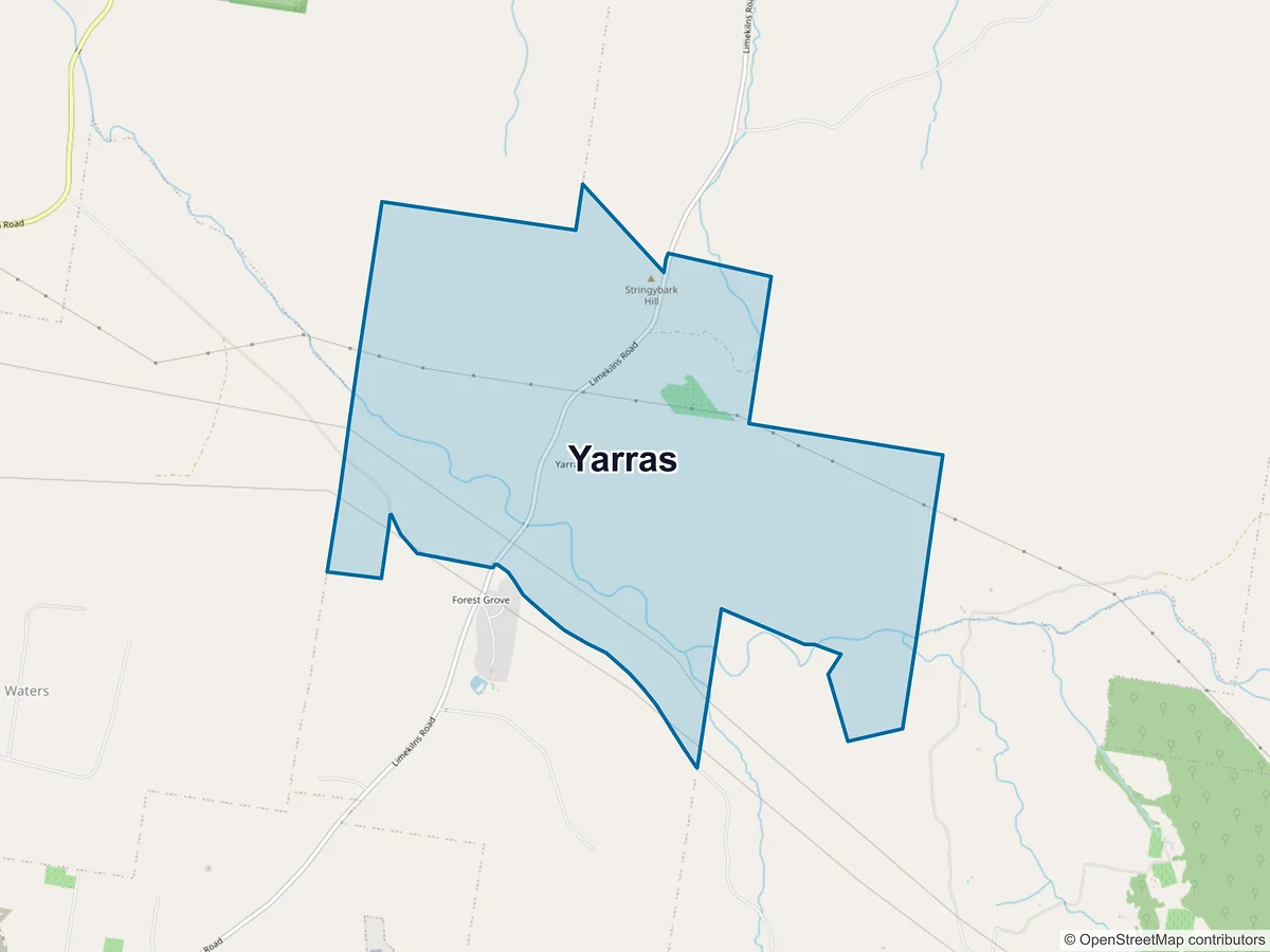 Map of Yarras, NSW, Australia