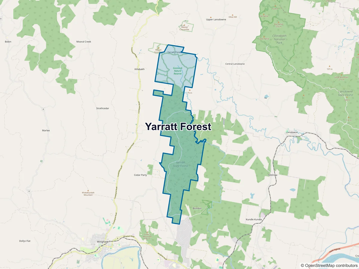 Map of Yarratt Forest, NSW, Australia