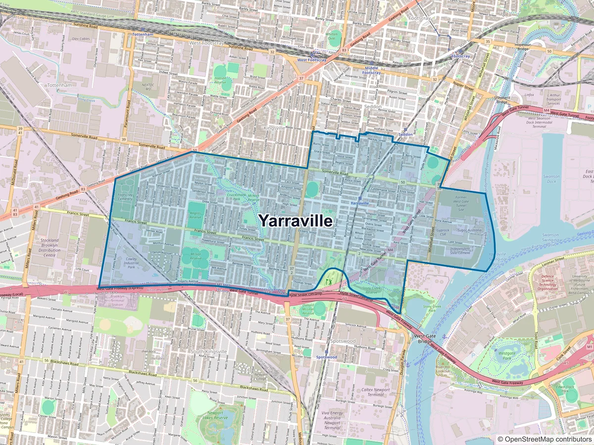 Map of Yarraville, VIC, Australia