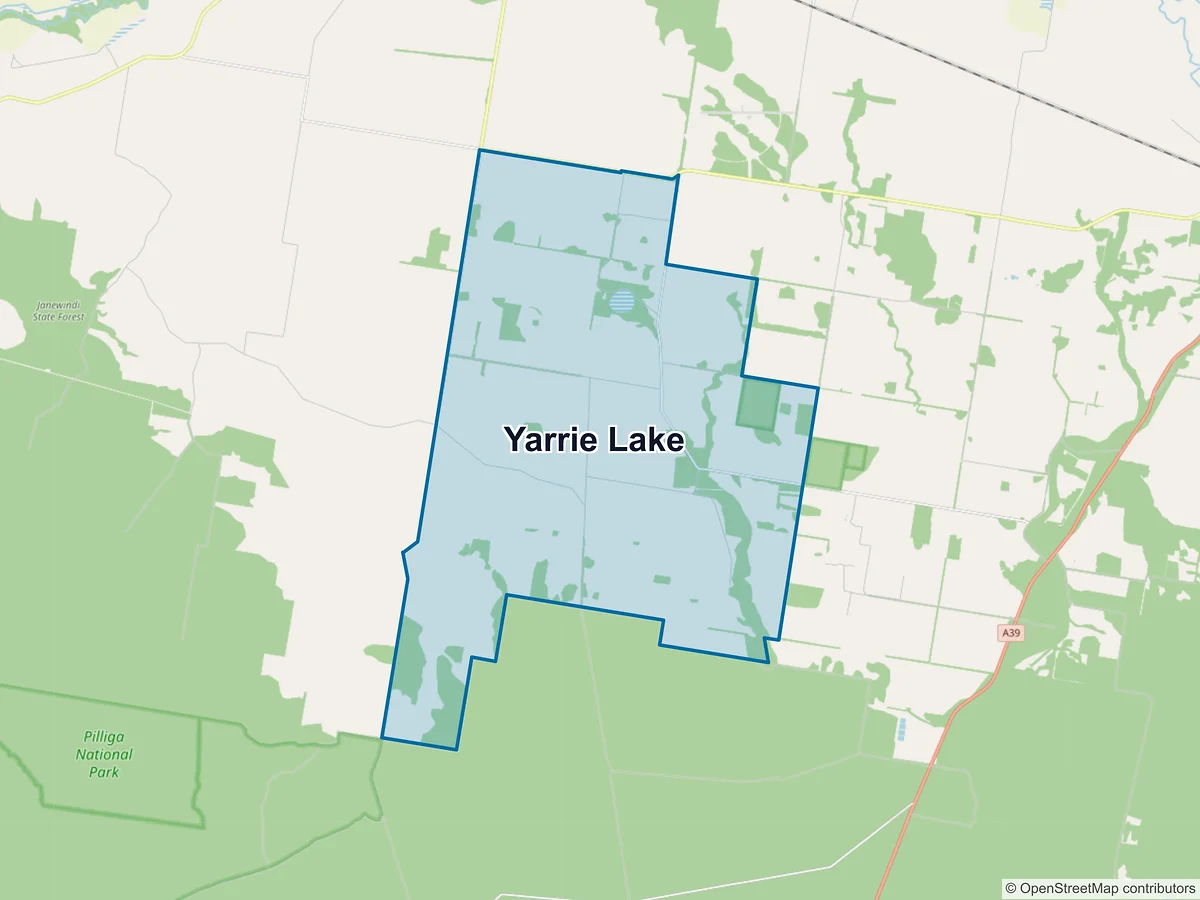 Map of Yarrie Lake, NSW, Australia