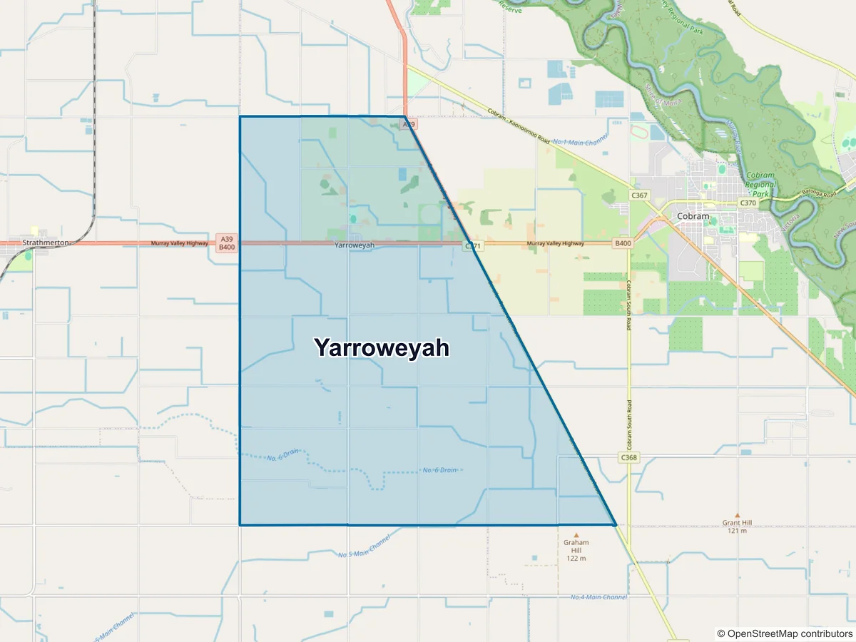 Map of Yarroweyah, VIC, Australia