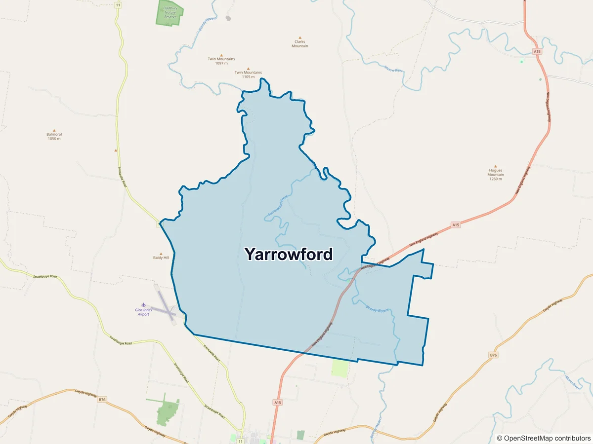 Map of Yarrowford, NSW, Australia