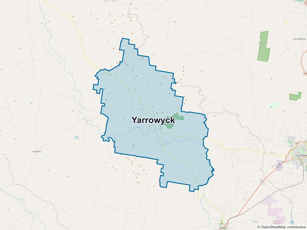 Map of Yarrowyck, NSW, Australia