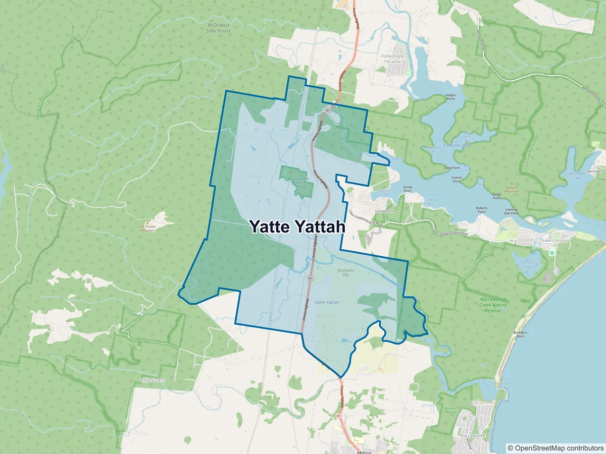 Map of Yatte Yattah, NSW, Australia