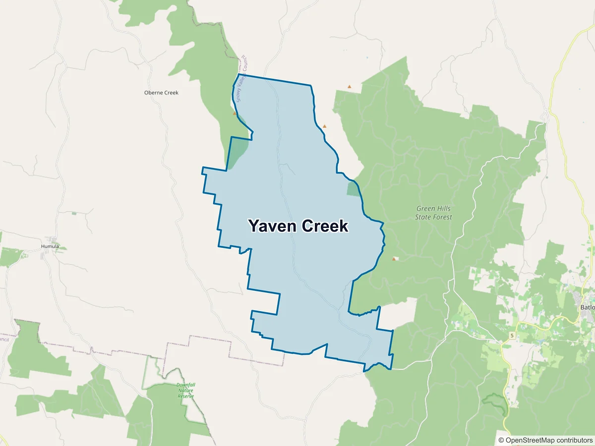 Map of Yaven Creek, NSW, Australia