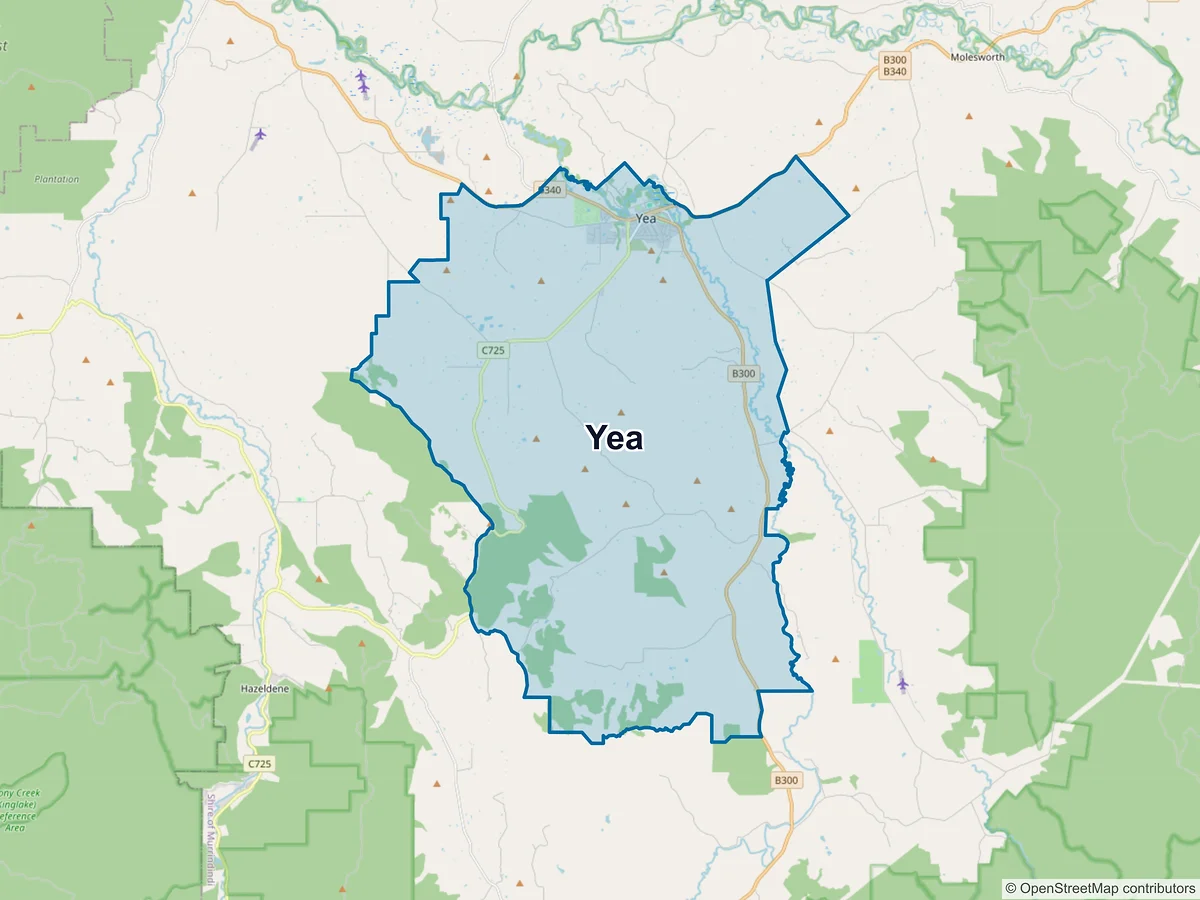Map of Yea, VIC, Australia