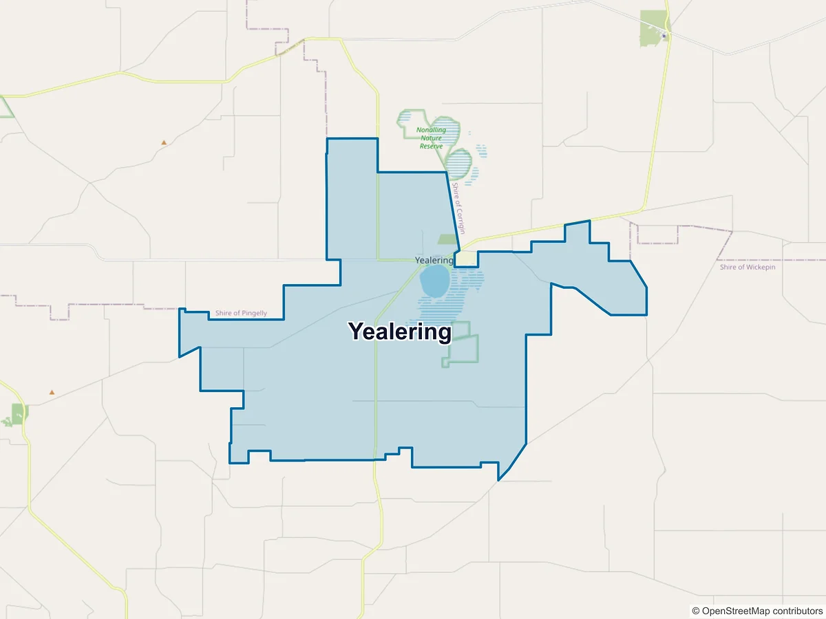 Map of Yealering, WA, Australia