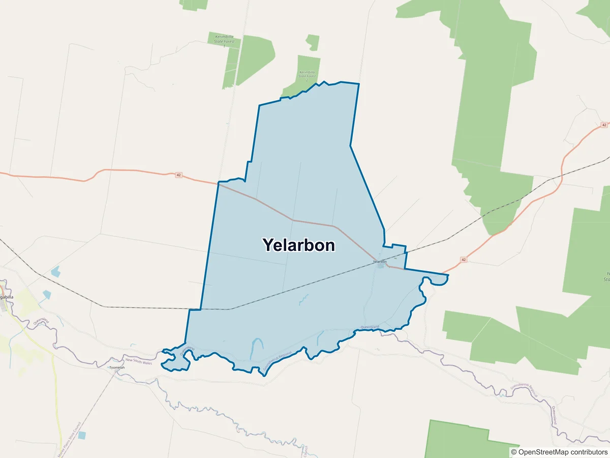Map of Yelarbon, QLD, Australia
