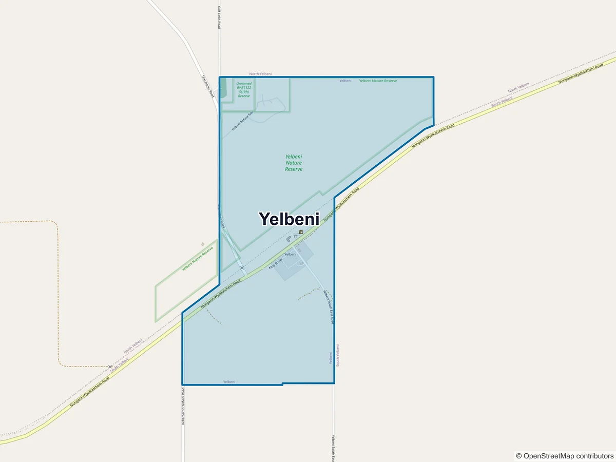 Map of Yelbeni, WA, Australia