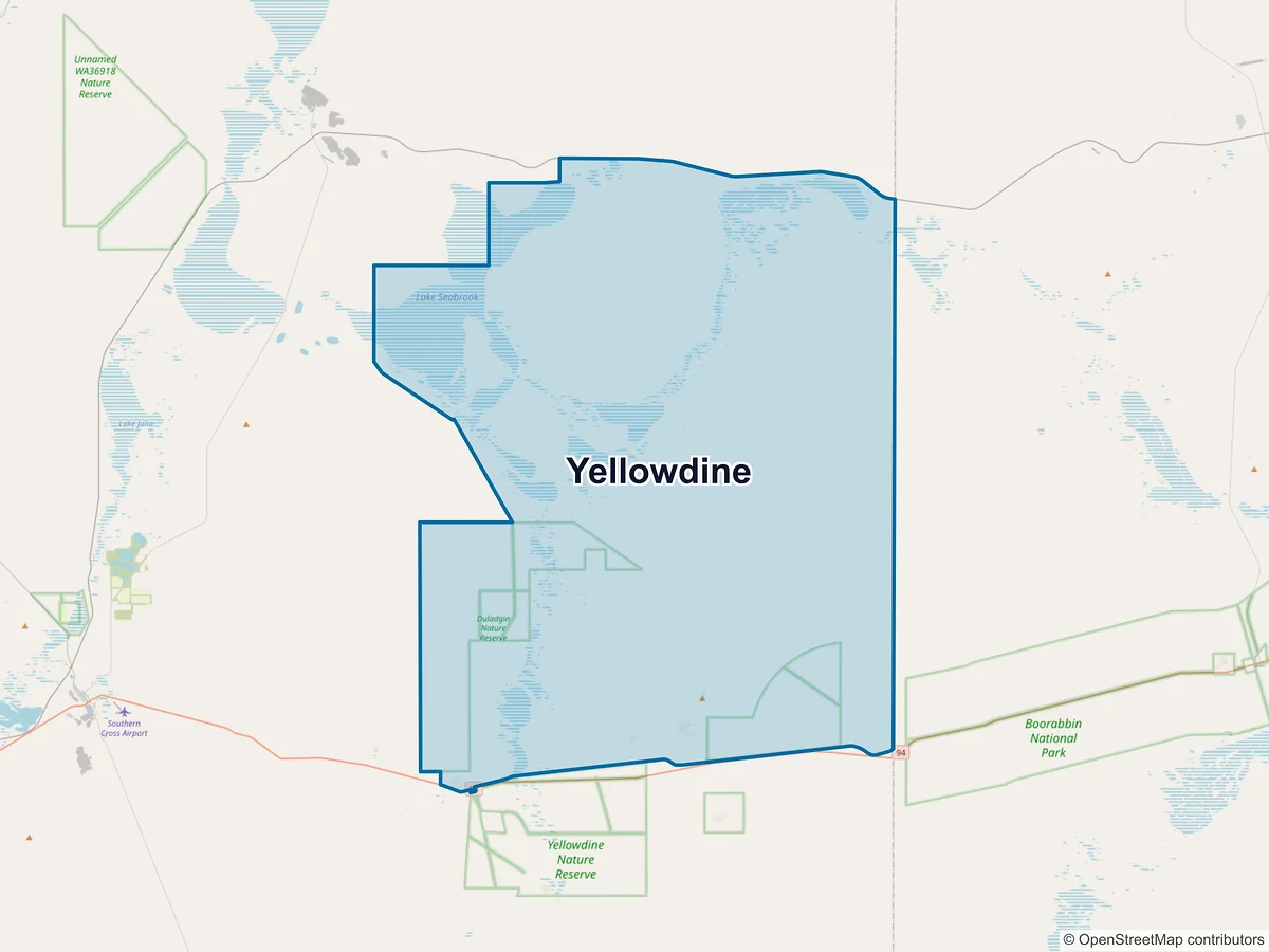 Map of Yellowdine, WA, Australia