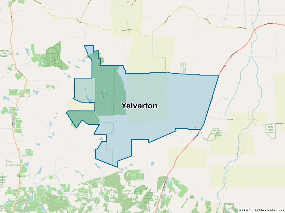 Map of Yelverton, WA, Australia